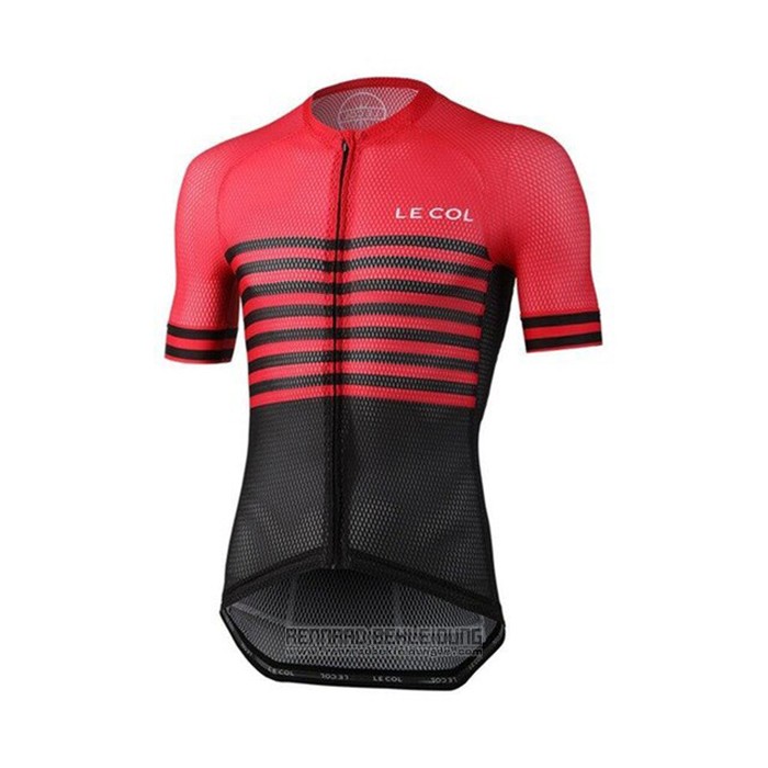 2021 Fahrradbekleidung Le Col Shwarz Rot Trikot Kurzarm und Tragerhose - zum Schließen ins Bild klicken